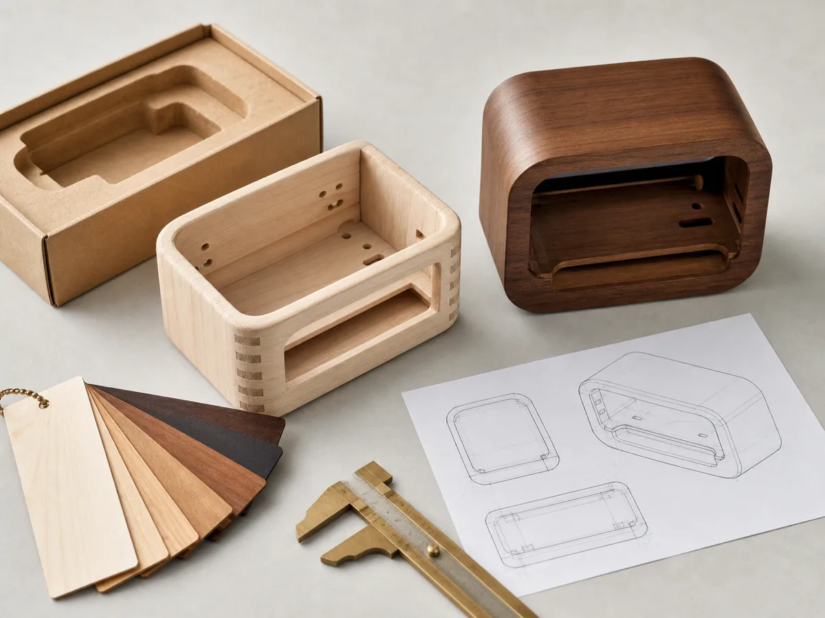 OEM wooden product prototype development with material samples
