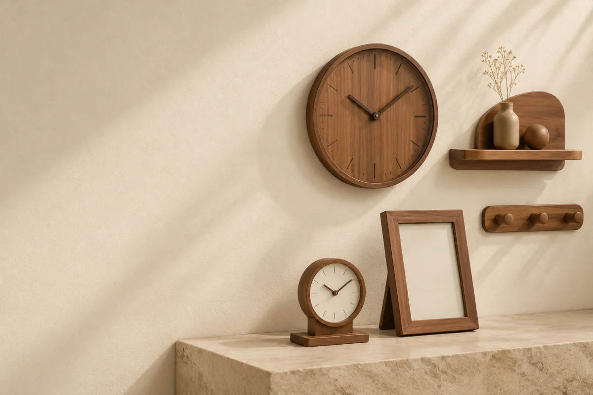 Custom wooden clocks, frames and wall decor products