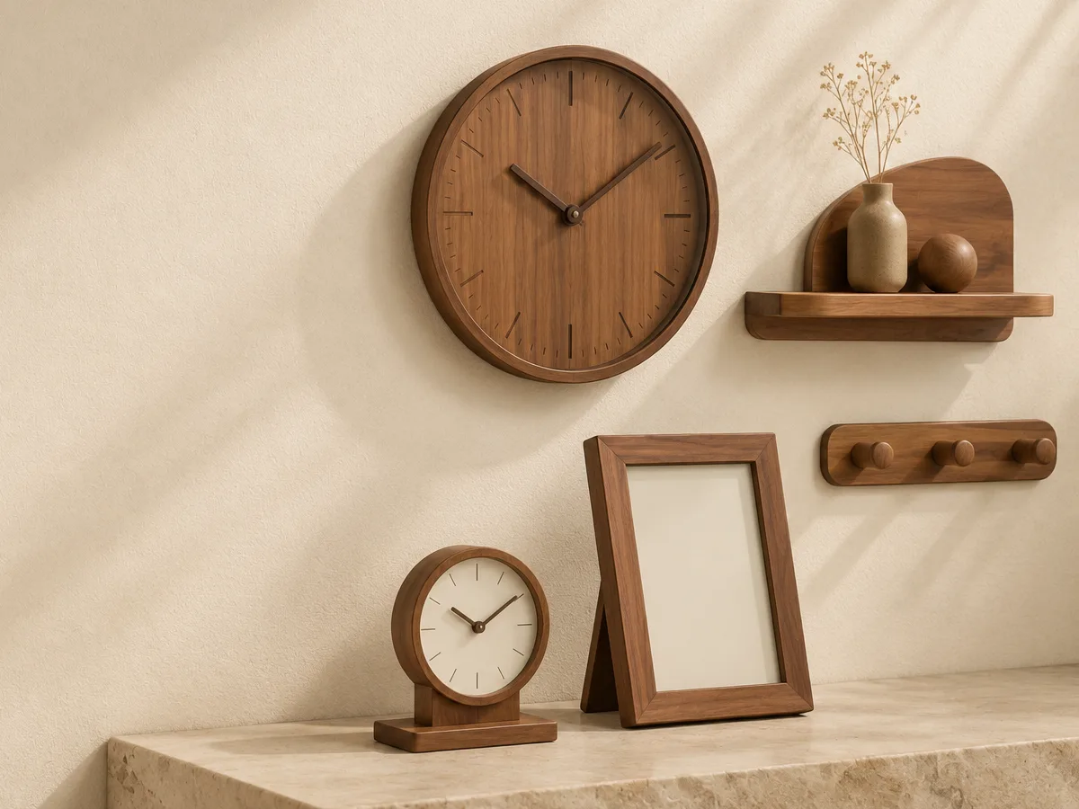Custom wooden clocks, frames and wall decor products